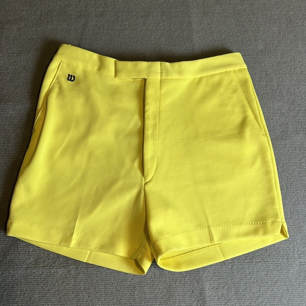 Vtg 80's Wilson Men's Yellow Athletic‎ Tennis Golf Club Shorts 40